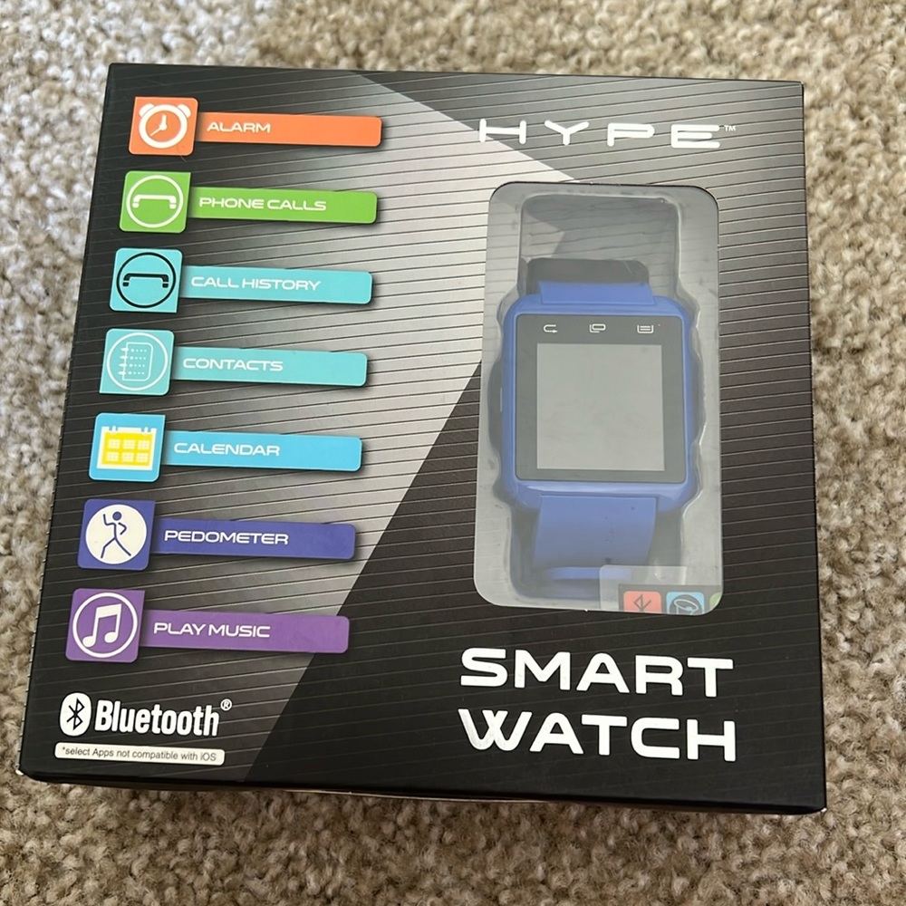 HYPE Smart Watch for Tablets & Smartphones Bluetooth blue color working